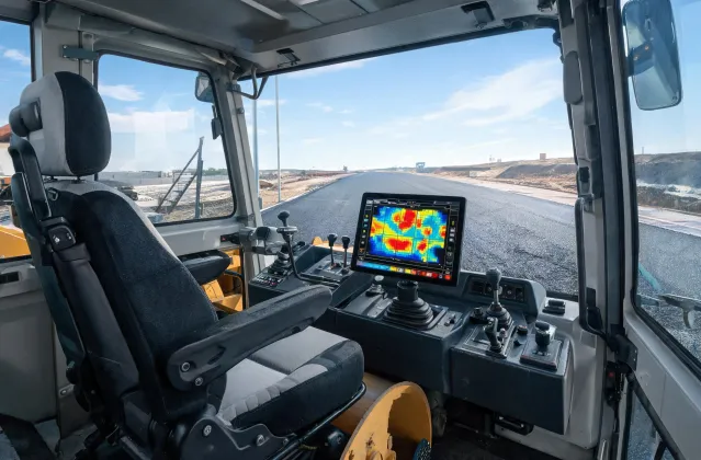 Operator cab with compaction display